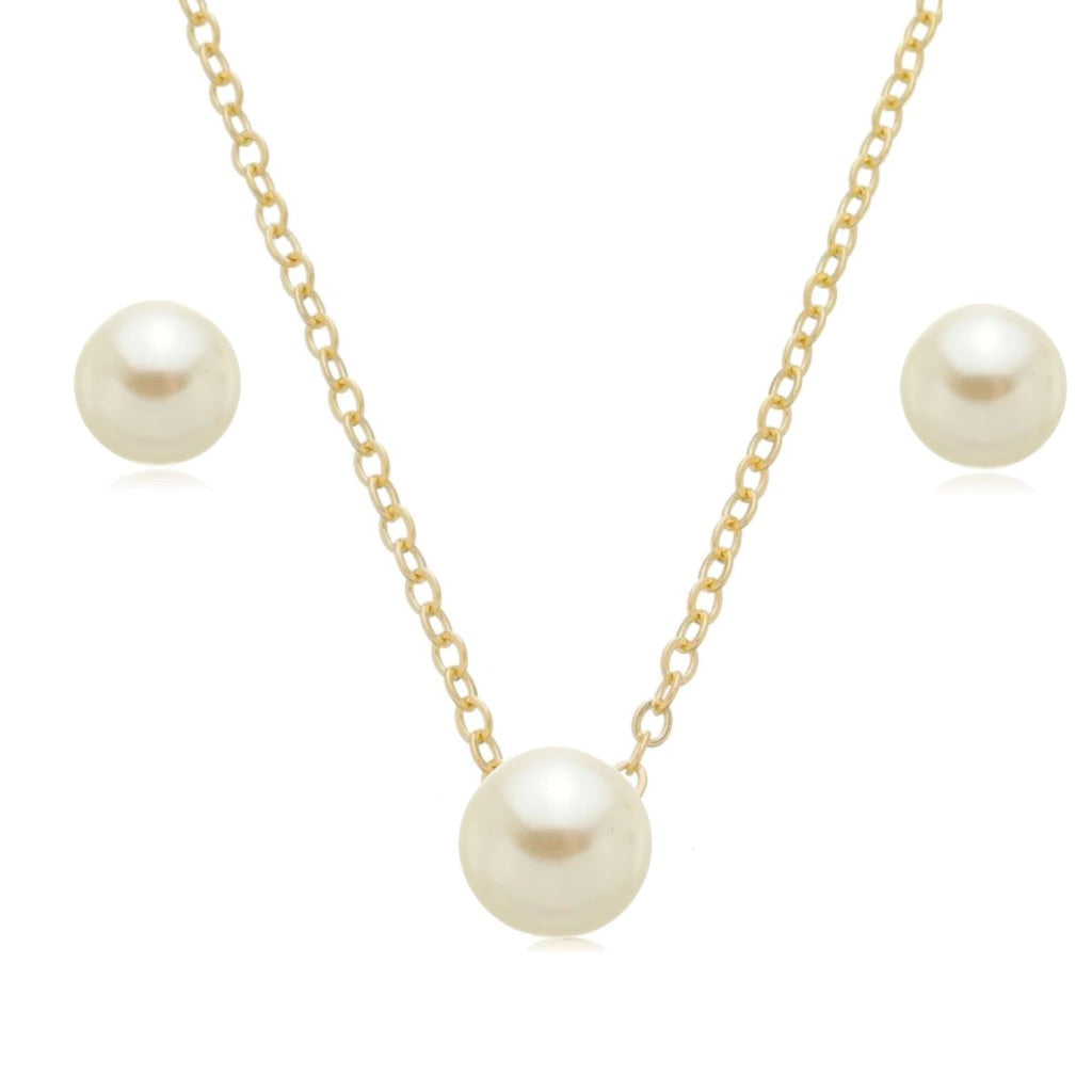 Conjunto Colar e Brinco Perola