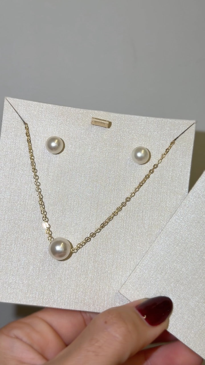 Conjunto Colar e Brinco Perola