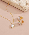 Conjunto Colar e Brinco Oval Zircônia Cristal