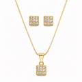 Conjunto Colar e Brinco Quadrado Zircônia