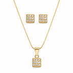 Conjunto Colar e Brinco Quadrado Zircônia