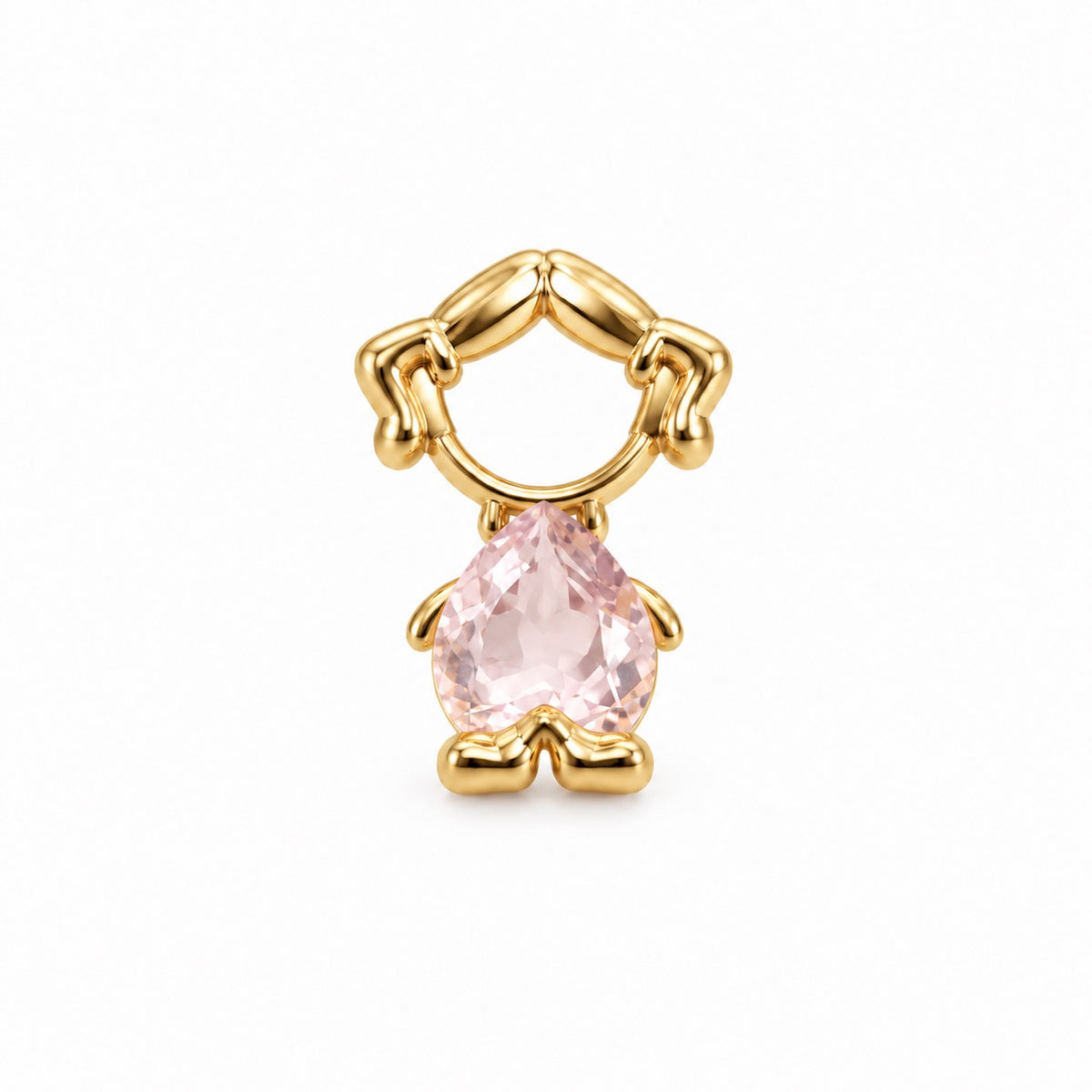 Pingente Menina Pedra Rosa