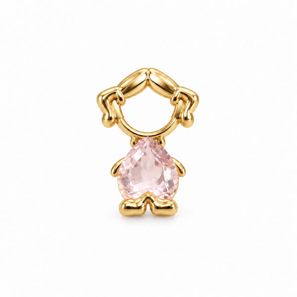 Pingente Menina Pedra Rosa