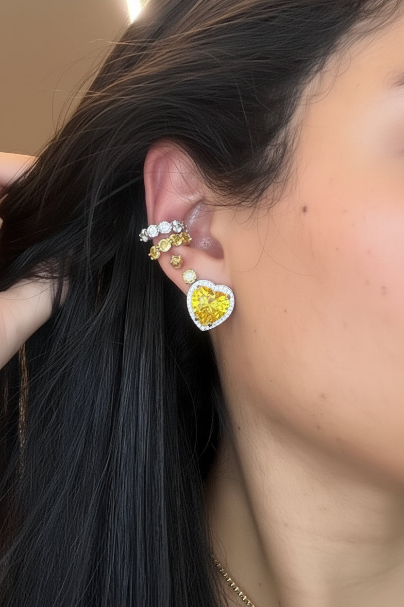 Trio de Brinco com Duo piercing fake