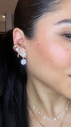 Brinco Ear Jacket Duplo Zirconia Cristal