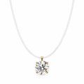 Colar Fio Invisível Ponto de Luz 8mm Moissanite- Banho Ouro