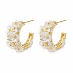 Brinco Argola Floral Madrepérola com Zircônias