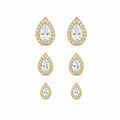 Trio Brinco Gota Zirconia Cristal Cravejada